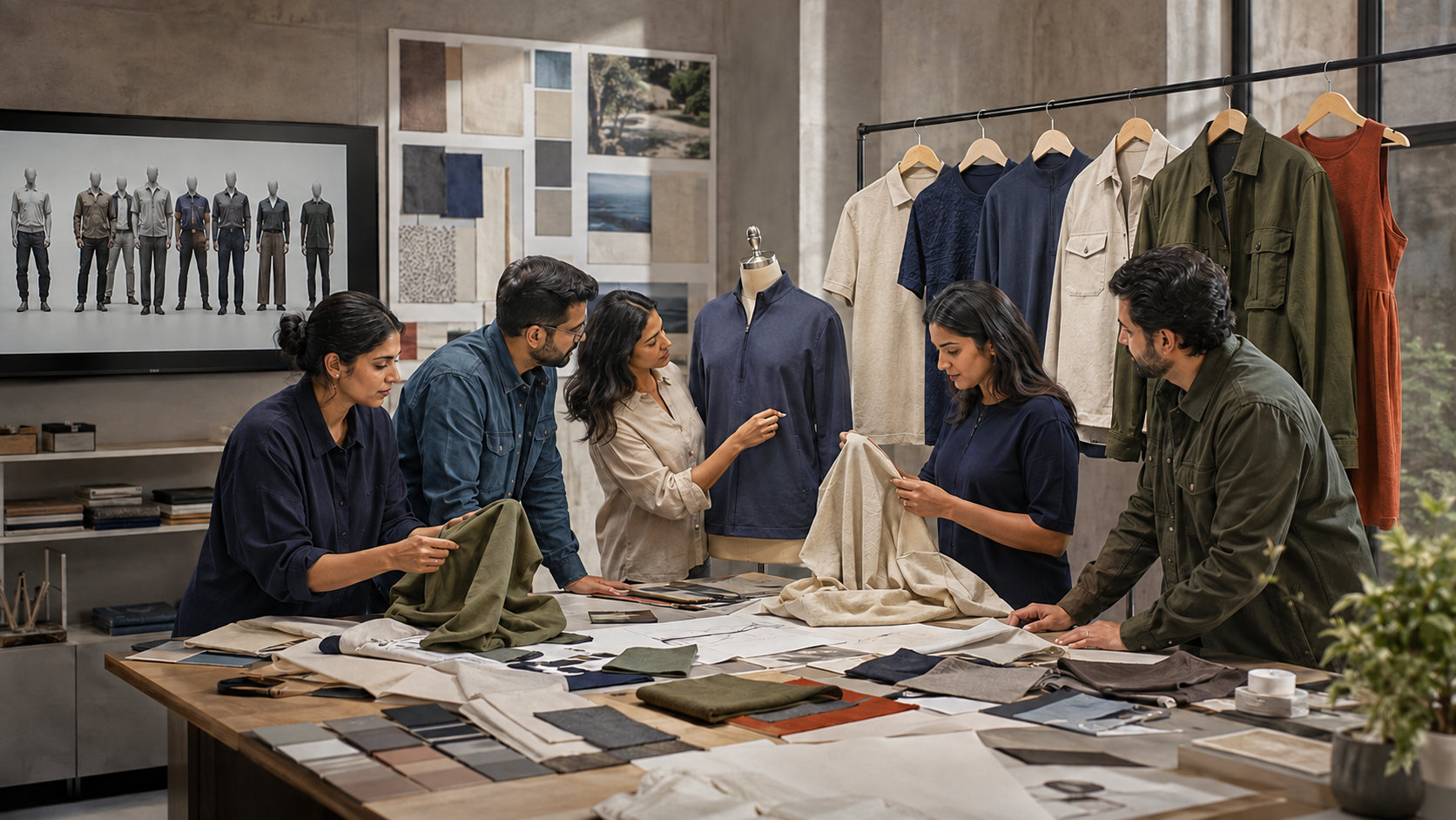 MSi apparel team working with fabric and product samples
